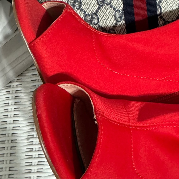 Red Nylon Peep toe booties - Picture 11 of 11